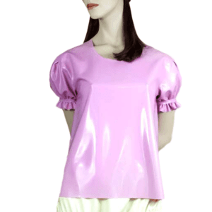 Latex shirt with puffed sleeves