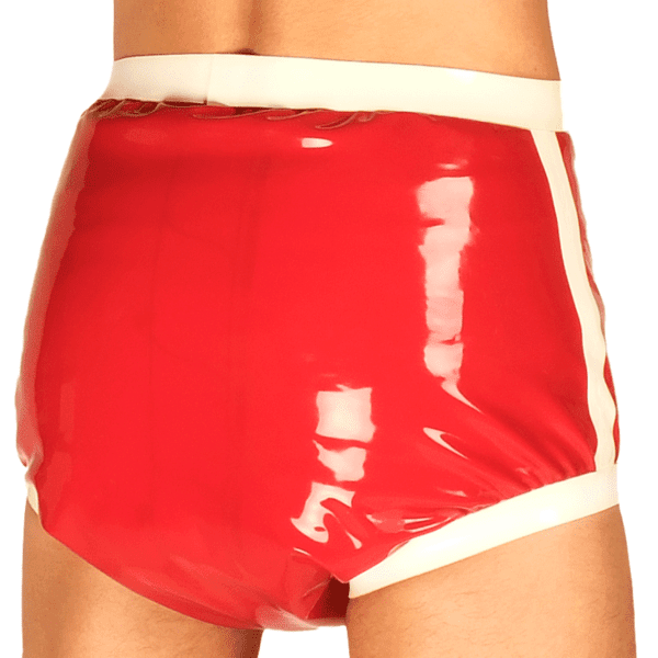 latex side stripe pants rear