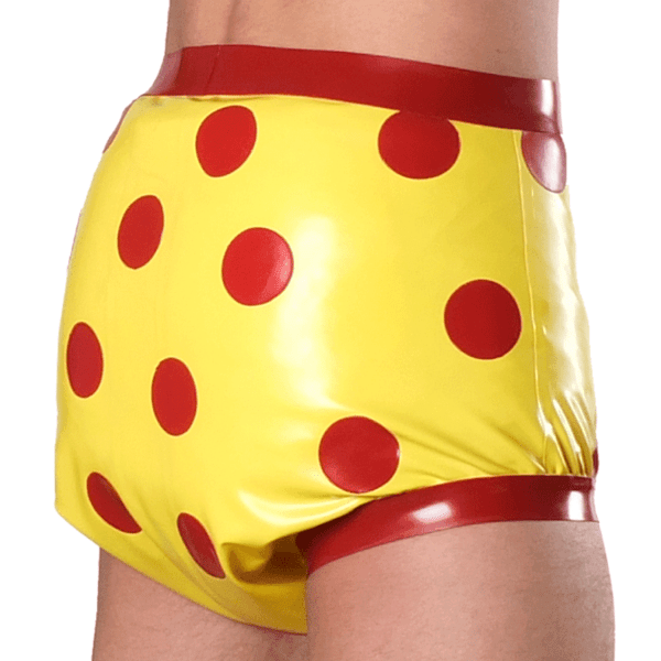 rubber pants with dots rear