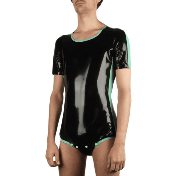 latex diaper bodysuit with stripes