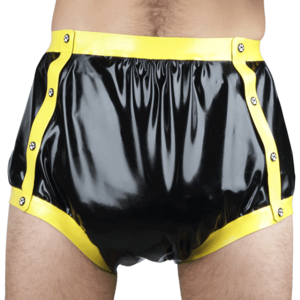 buttoned rubber briefs